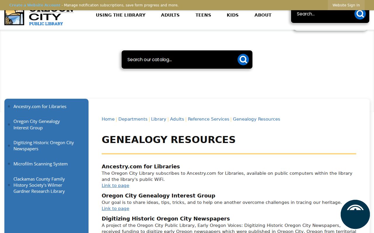 Oregon City city directory genealogy and in-library research resources