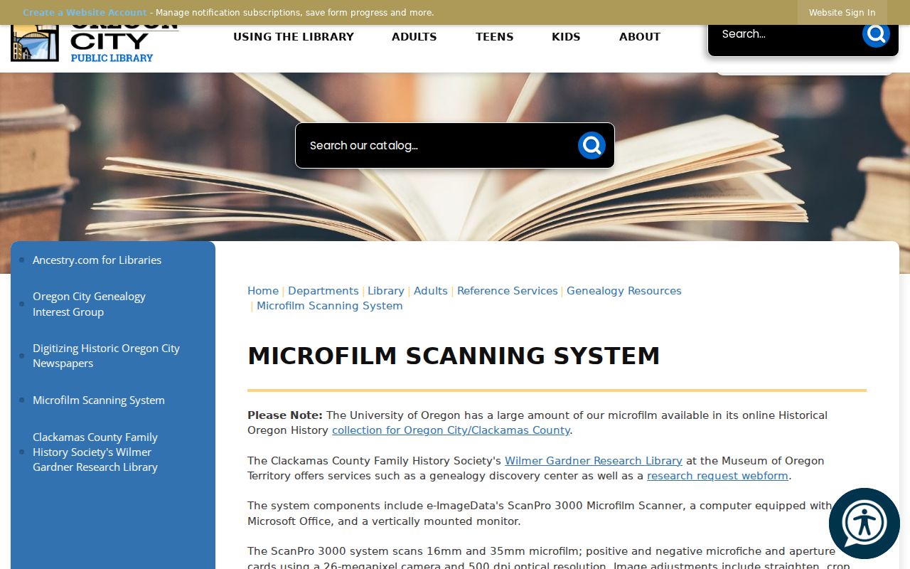 Oregon City city directory companion newspaper and microfilm research screen