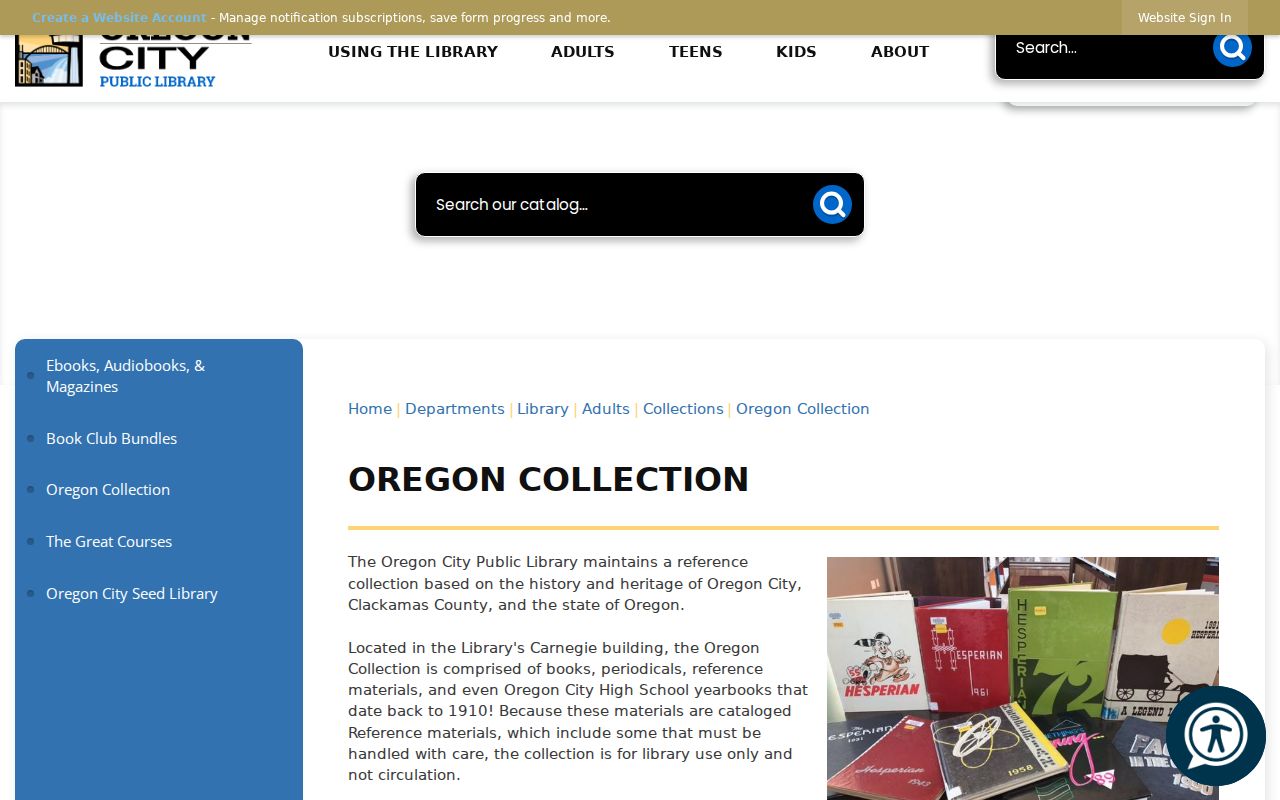 Oregon City city directory Oregon Collection reference-only yearbook resources