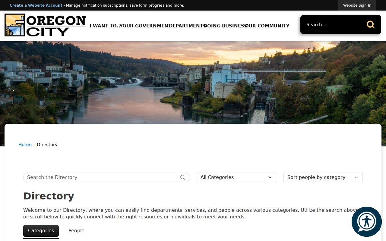 Oregon City neighbors page public staff and department directory route