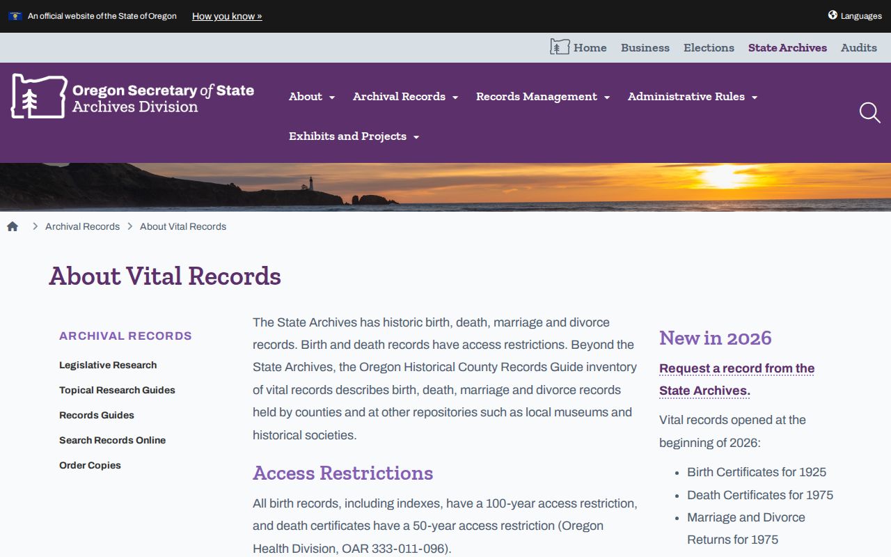 Oregon City resident lookup Oregon Archives historical vital records access