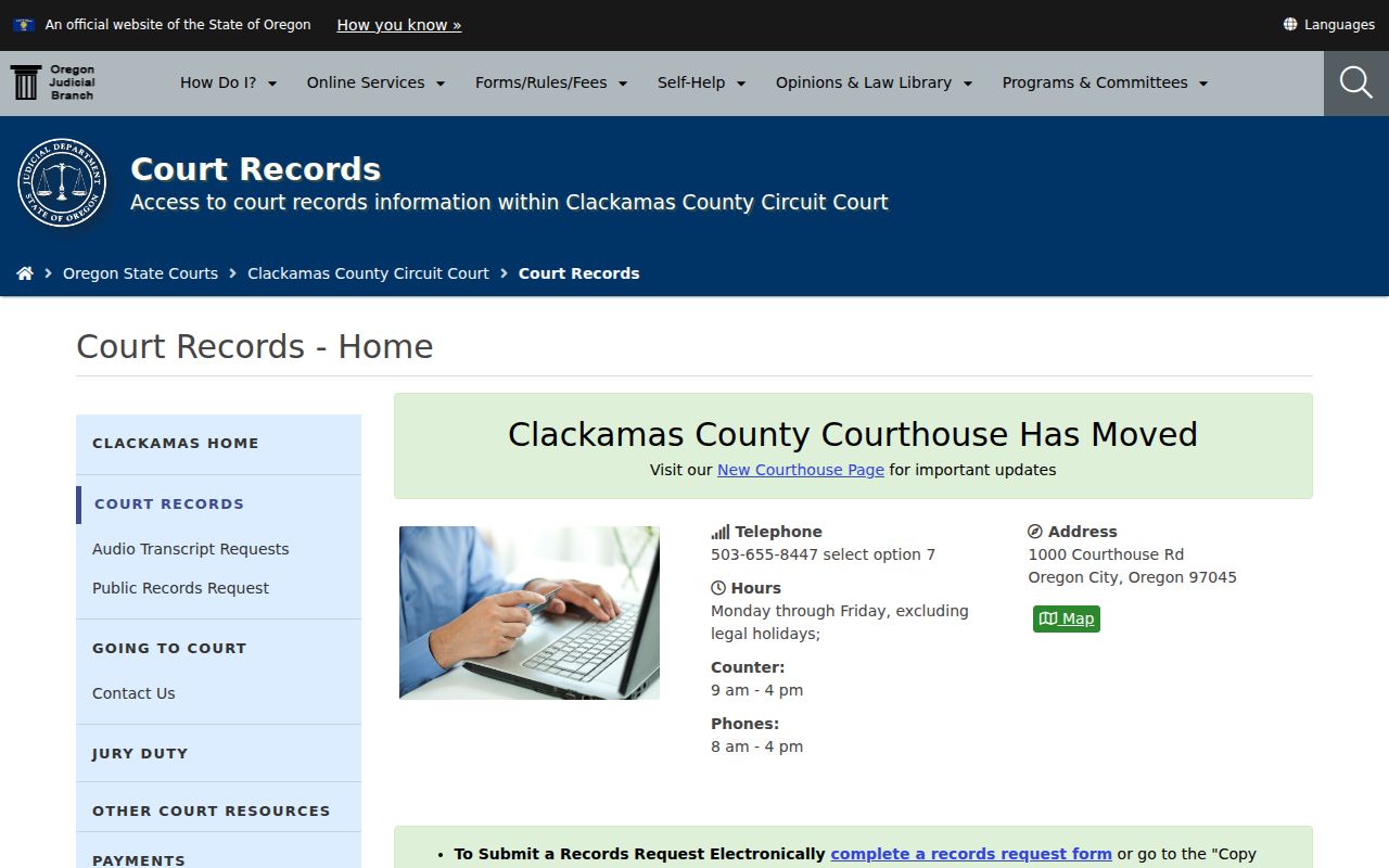 Oregon City resident lookup Clackamas Circuit Court records access information