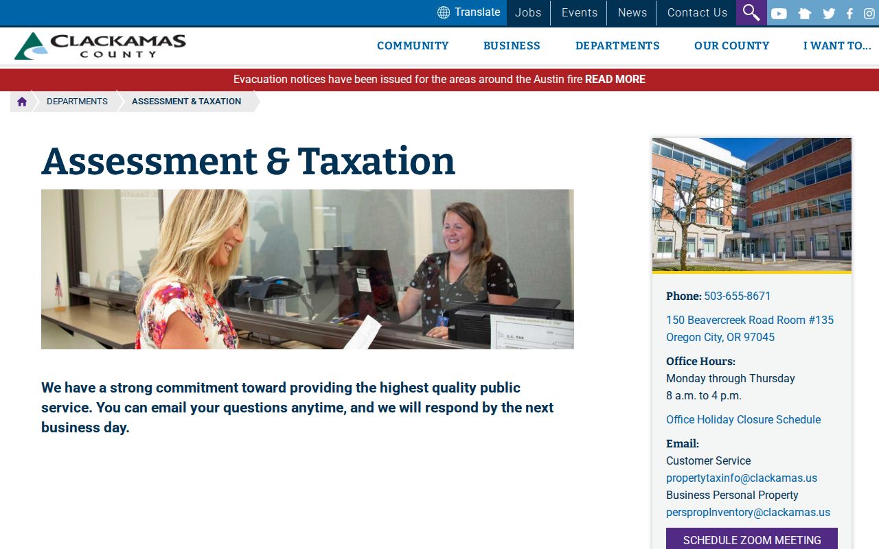 Oregon City street directory Assessment and Taxation property records route