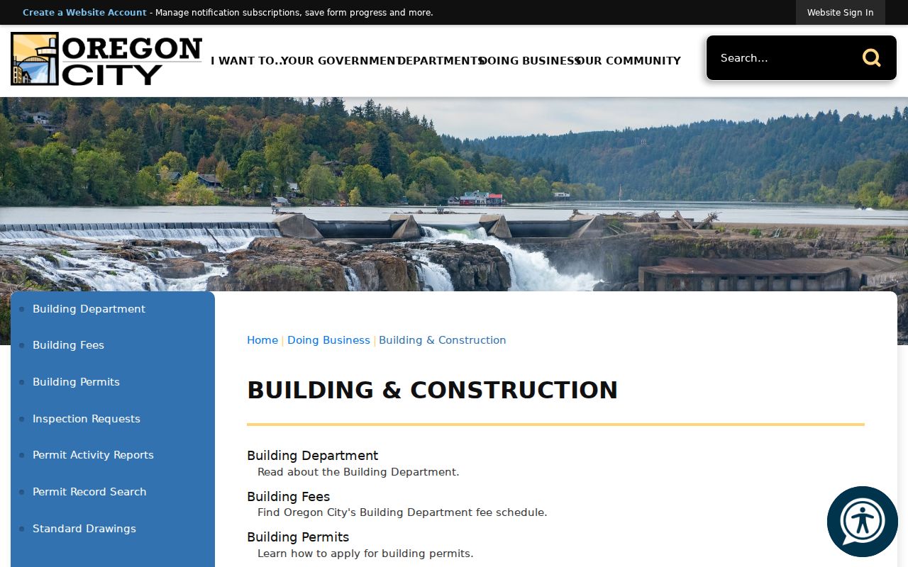 Oregon City street directory building permit record search source
