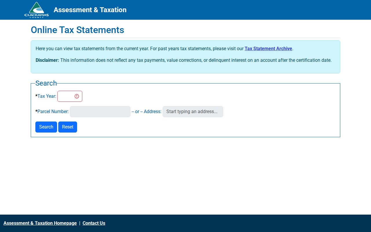 Oregon City ZIP directory tax statement address lookup